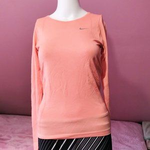 Nike Women's Element Running Crewneck Pullover Long-Sleeve Shirt (XS) Tangerine